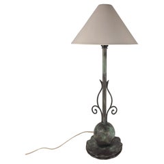 Decorative bronze patinated table lamp, Danish Grace / Scandinavian Modern