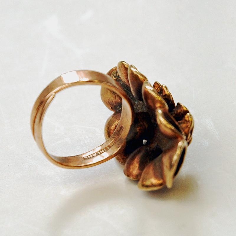 Late 20th Century Decorative Bronze Ring Adjustable Size by Hannu Ikonen, Finland, 1970s