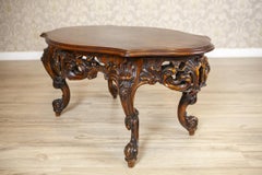 Decorative Brown Coffee Table With Carved Apron, Mid 20th-Century