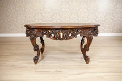 Decorative Brown Coffee Table With Carved Apron, Mid 20th-Century