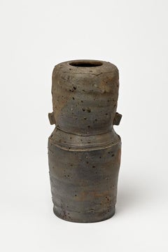 Decorative brown Japanese Ceramic Vase by Steen Kepp French Pottery