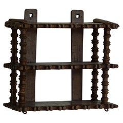 Scaffale decorativo brutalista in Oak, ebanisteria danese, anni '40