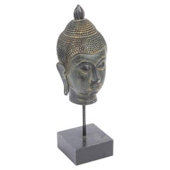 Decorative Buddha Head Stand Antique RESIN BUDDHA HEAD ON STAND 1960