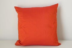 Decorative Burnt Orange Raw Silk Throw Pillow