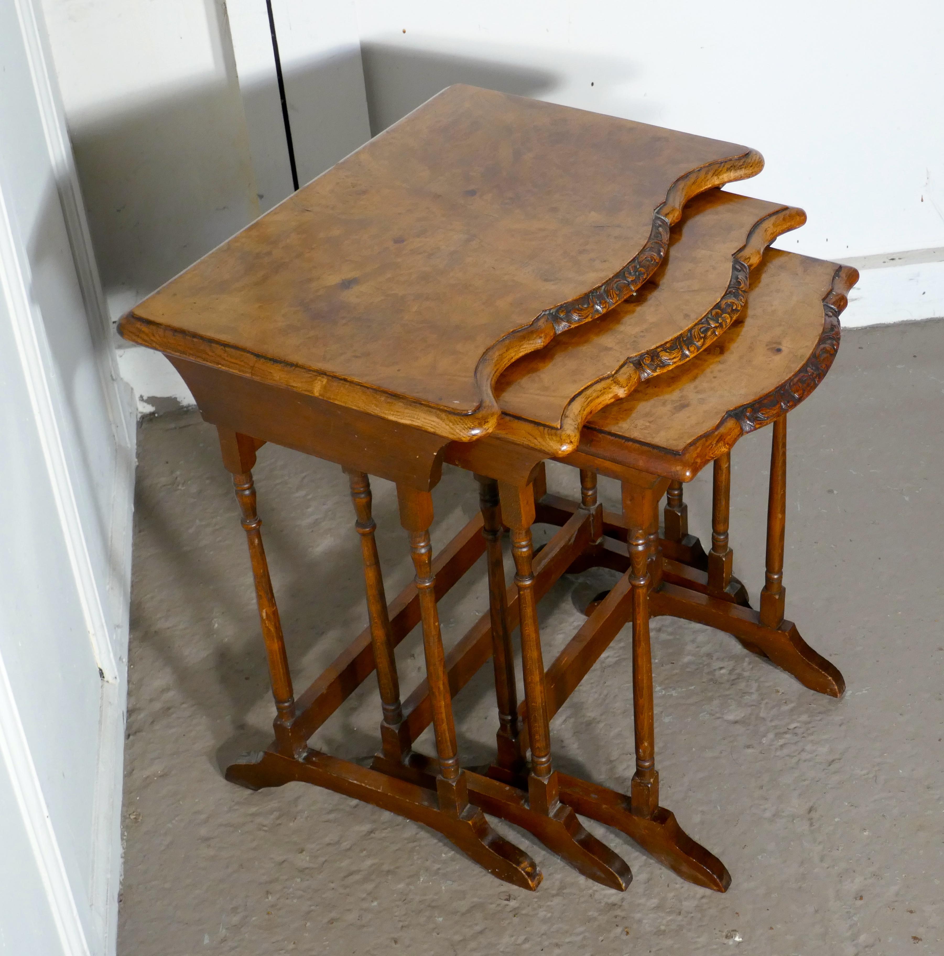 Decorative Burr Walnut Nest of Tables 3