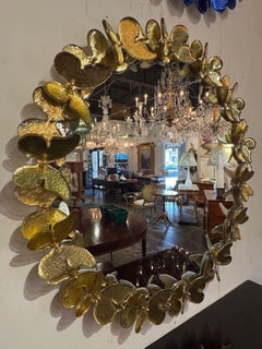 Decorative Butterfly Mirror Made of Gold Murano Glass
