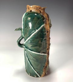 DECORATIVE CABBAGE  Leaf  Pottery Green. Textural Ceramic Vintage Floral Garden