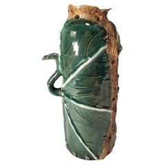 DECORATIVE CABBAGE  Leaf  Pottery Green. Textural Ceramic Vintage Floral Garden