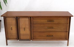 Decorative Caned Door Front Exposed Legs Walnut Credenza Dreser