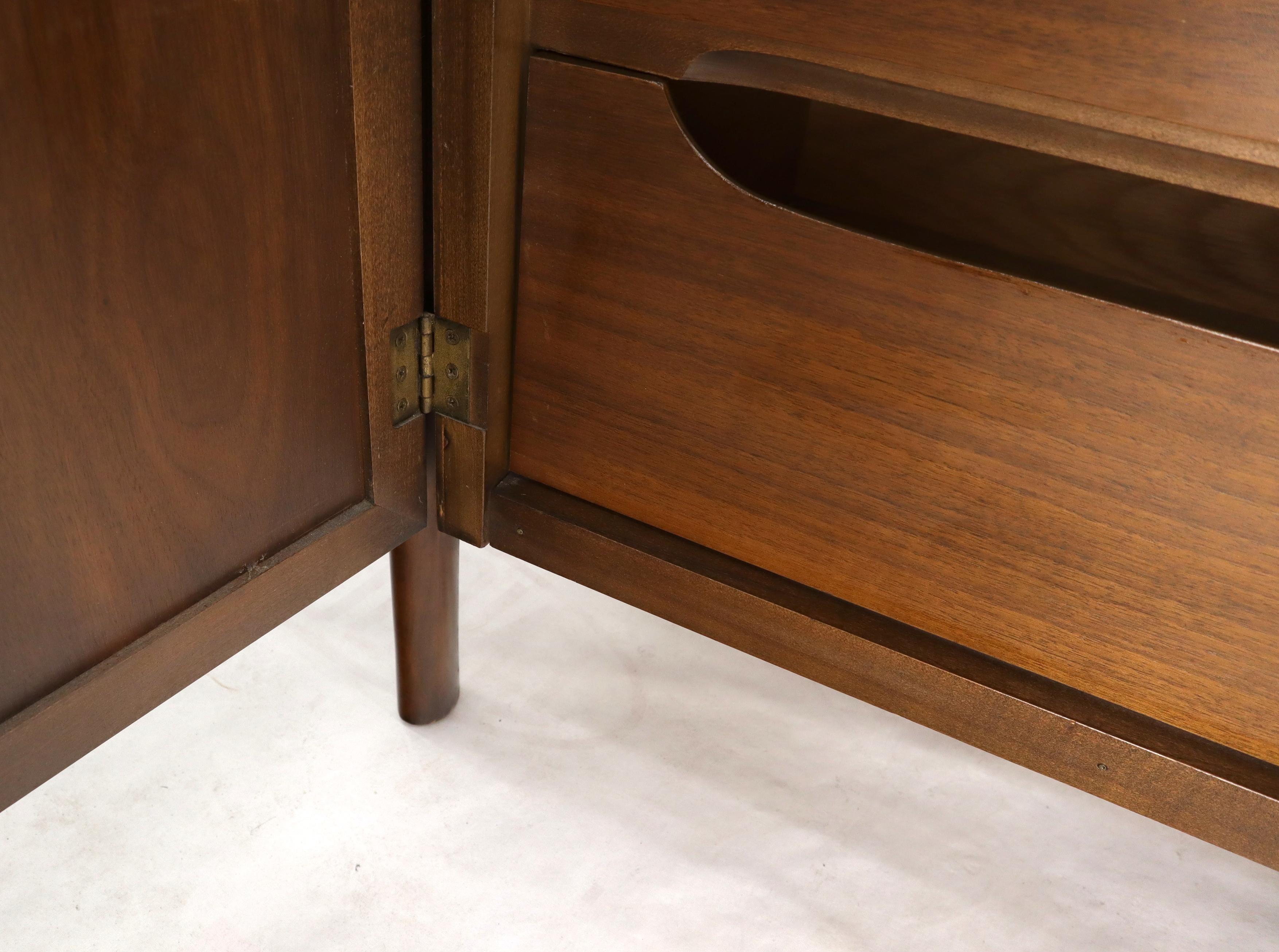 Decorative Caned Door Front Exposed Legs Walnut Credenza Dreser For Sale 1