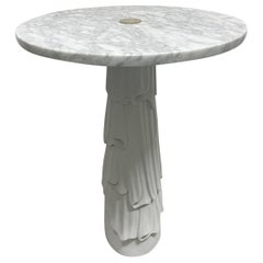 Table d'appoint décorative en marbre de Carrare de style Hollywood Regency