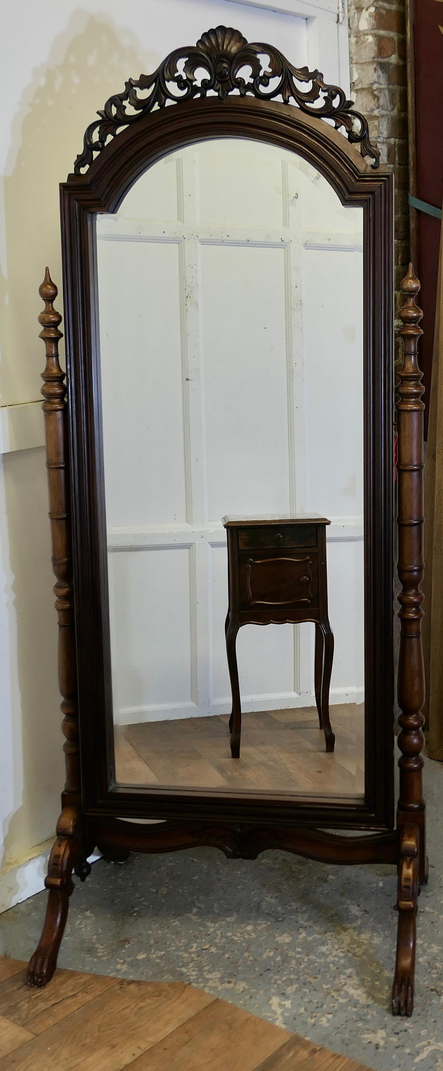 Adam Style Decorative Carved Cheval Dressing Mirror For Sale