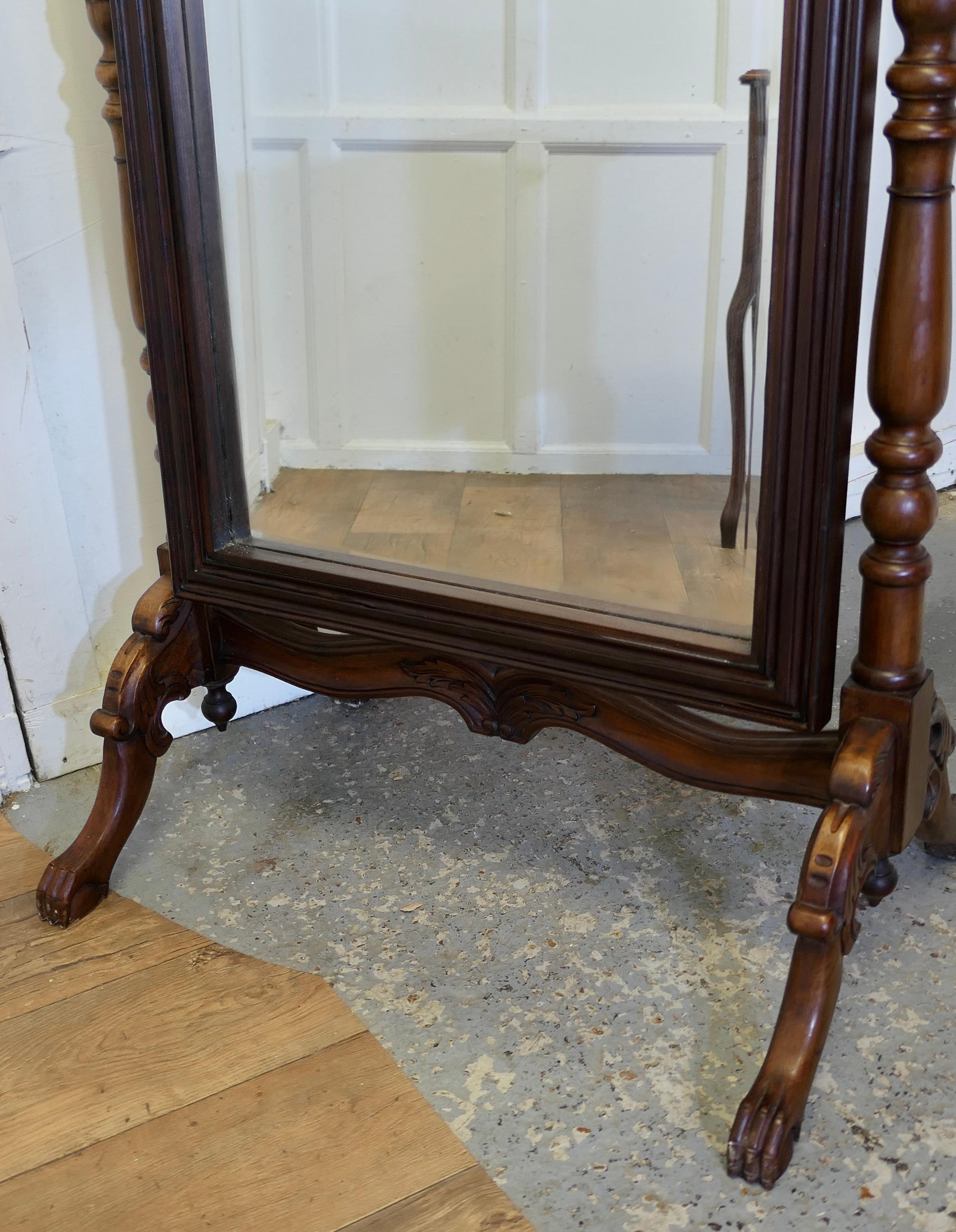 Early 20th Century Decorative Carved Cheval Dressing Mirror For Sale