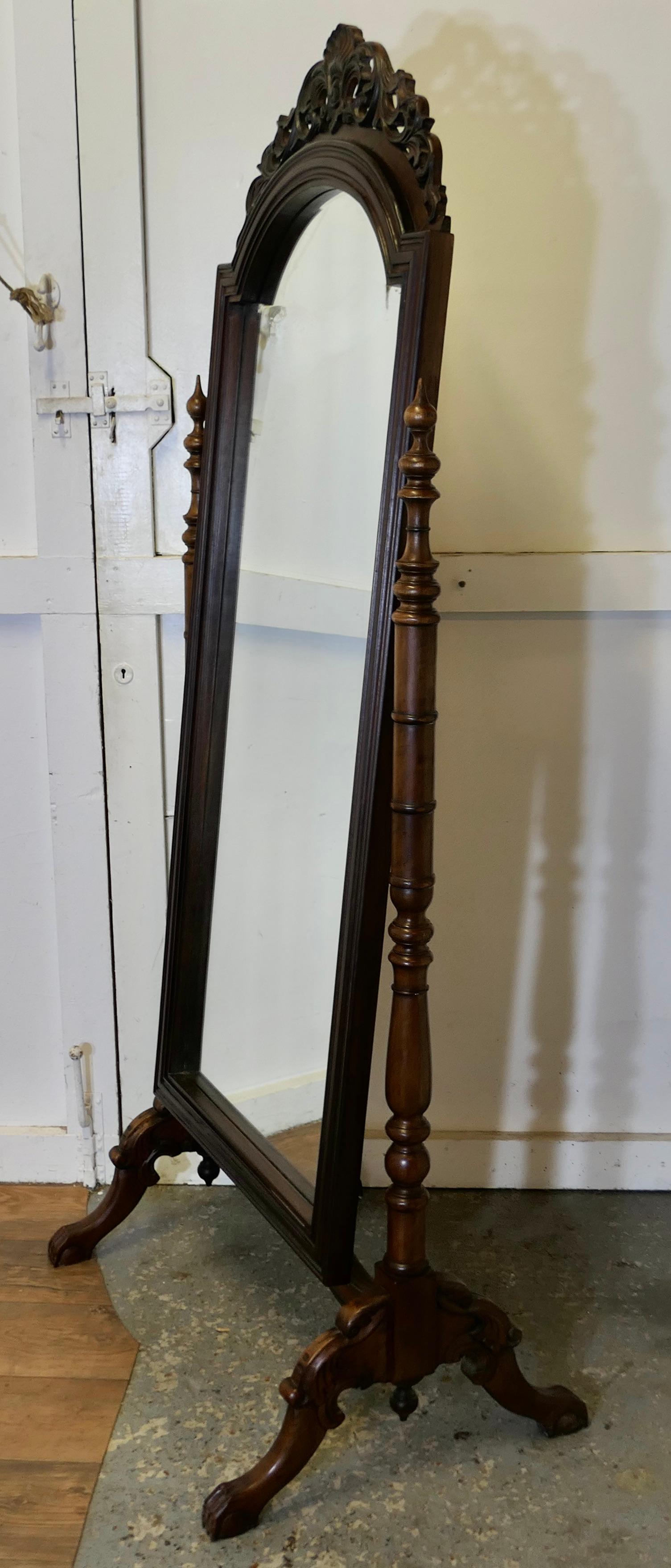 Decorative Carved Cheval Dressing Mirror For Sale 2