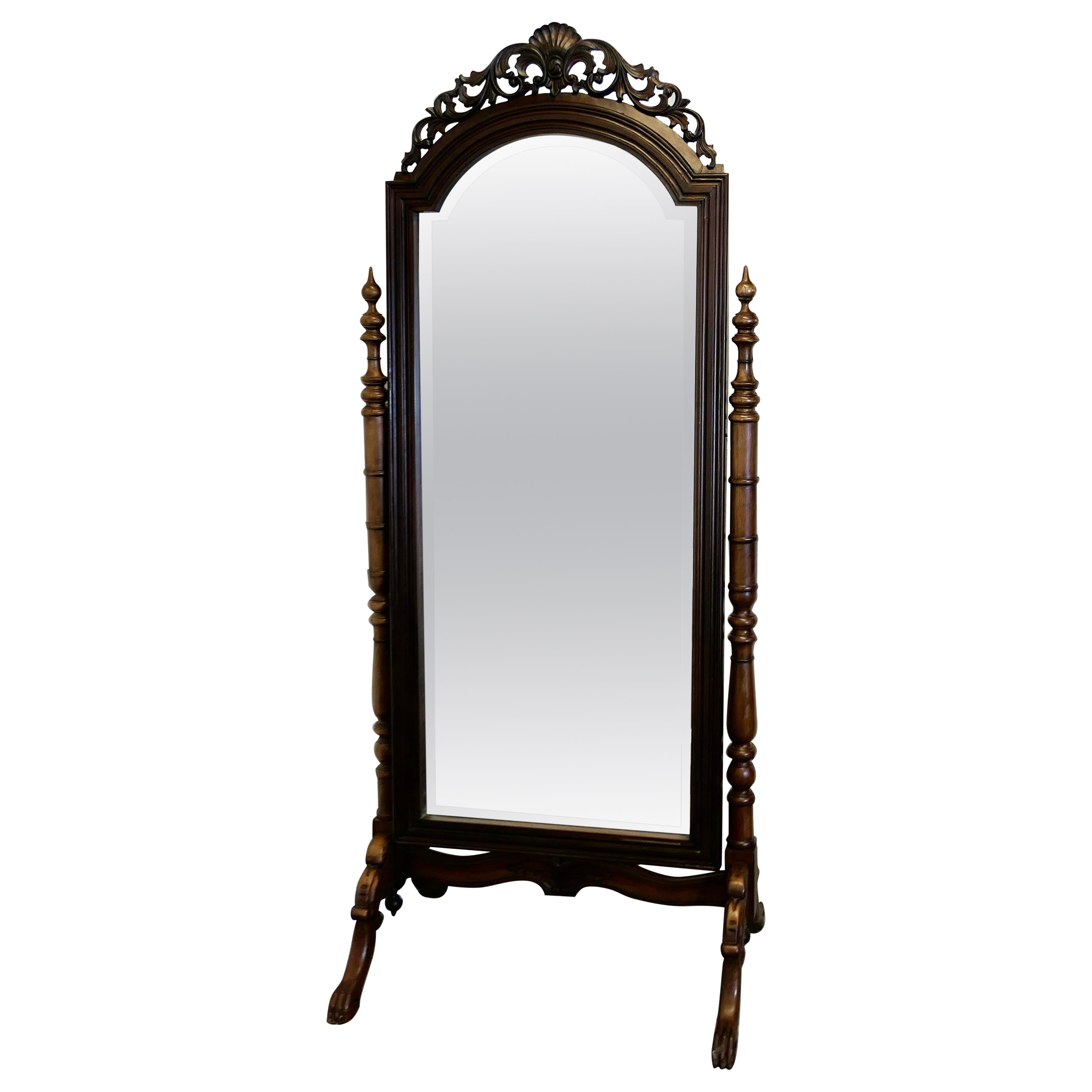 Decorative Carved Cheval Dressing Mirror