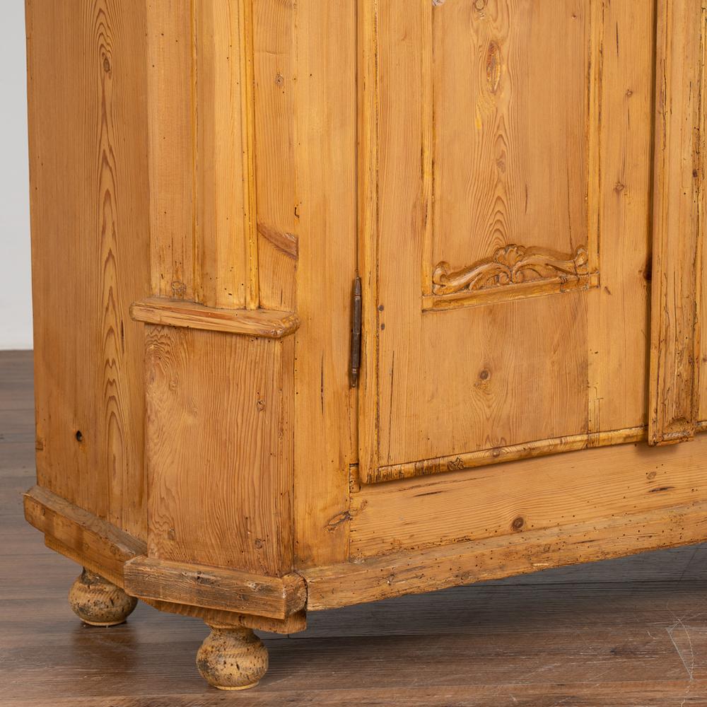 Decorative Carved Small Pine Armoire, Hungary circa 1820-40 In Good Condition In Round Top, TX