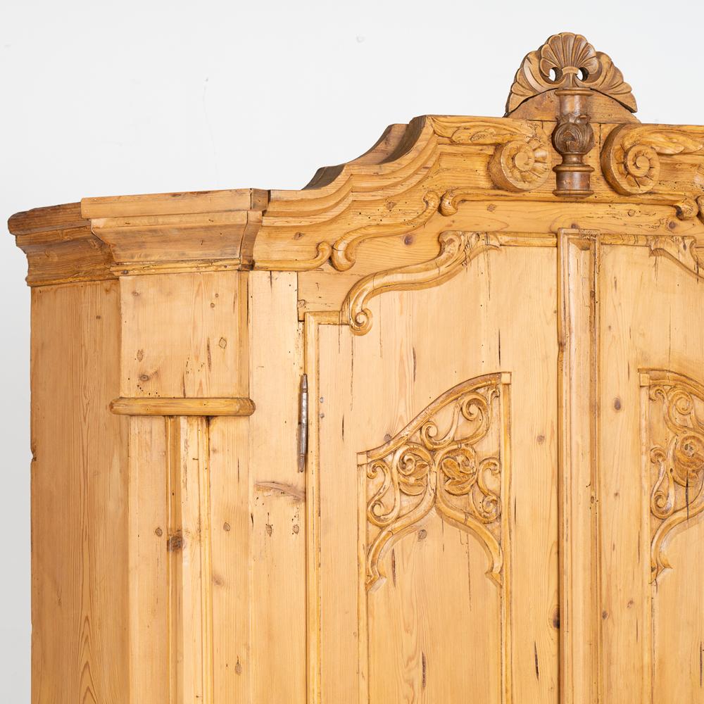 Decorative Carved Small Pine Armoire, Hungary circa 1820-40 1