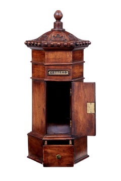 Decorative carved walnut hotel Victorian influenced post box