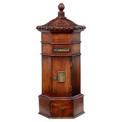 Vintage Decorative carved walnut hotel Victorian influenced post box