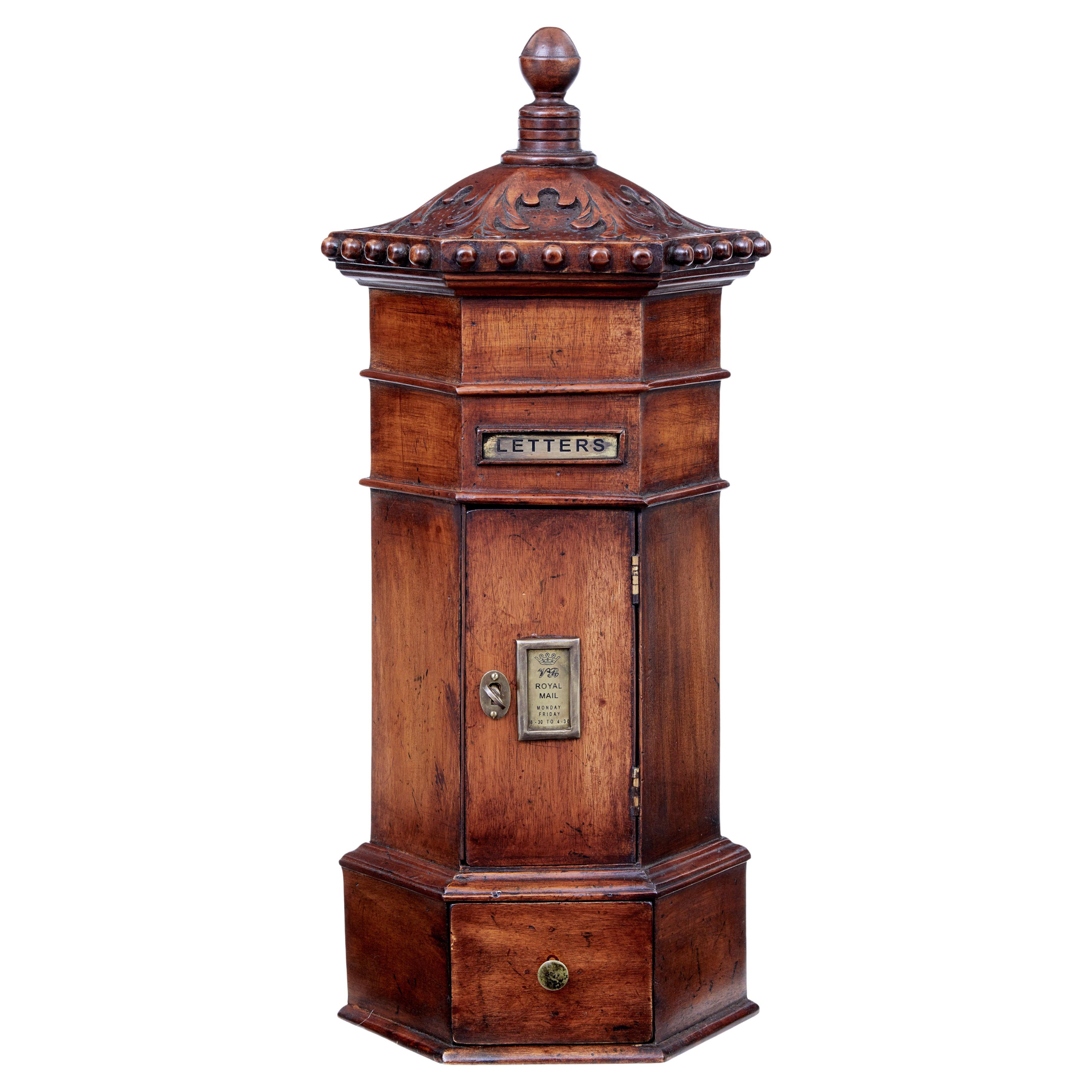 Decorative carved walnut hotel victorian revival post box