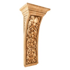 Decorative Carved Wood Corbel in Gothic style, Fireplace Surround