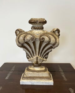 Decorative Carved Wood Element on a Marble Base. Italian work. 18th Century