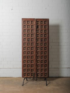 Decorative Carved Wooden Door on Iron Stand