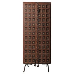 Decorative Carved Wooden Door on Iron Stand