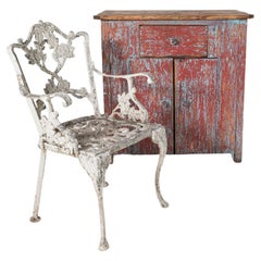 Antique Decorative Cast Aluminium White Flaky Paint Weathered Garden Chair Furniture