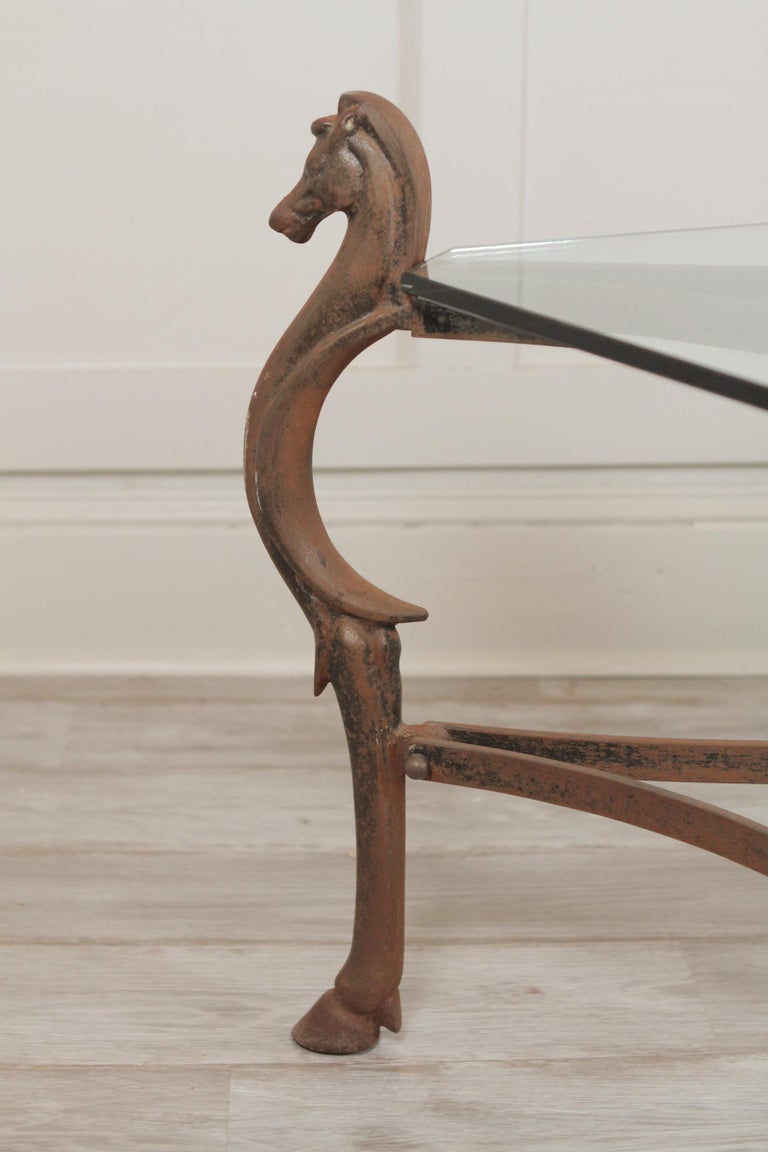 Decorative Cast Iron And Glass Top Cocktail Or Coffee Table With