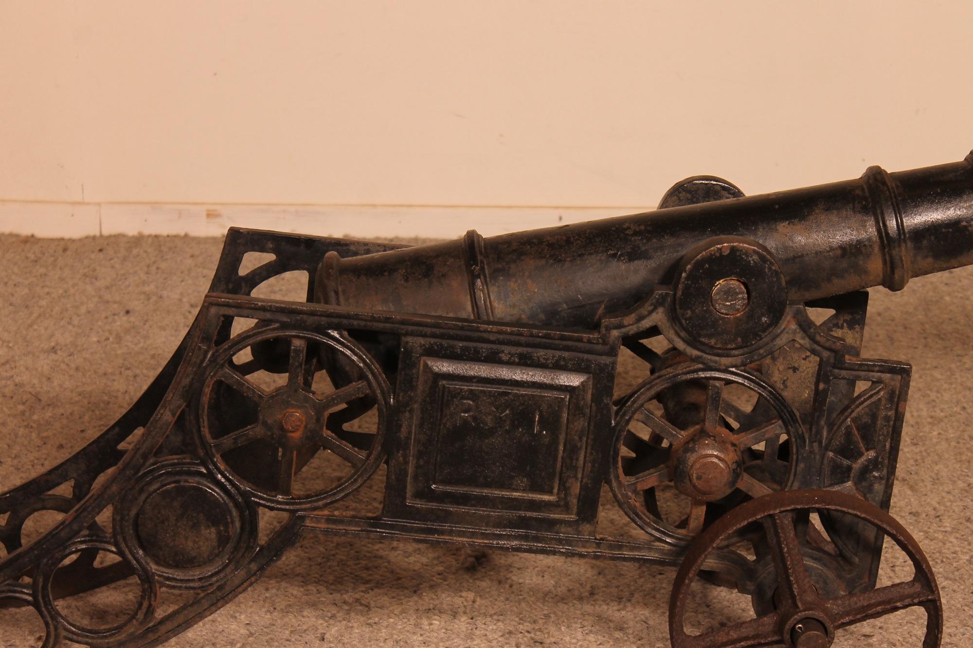 British Decorative Cast Iron Cannon from England For Sale