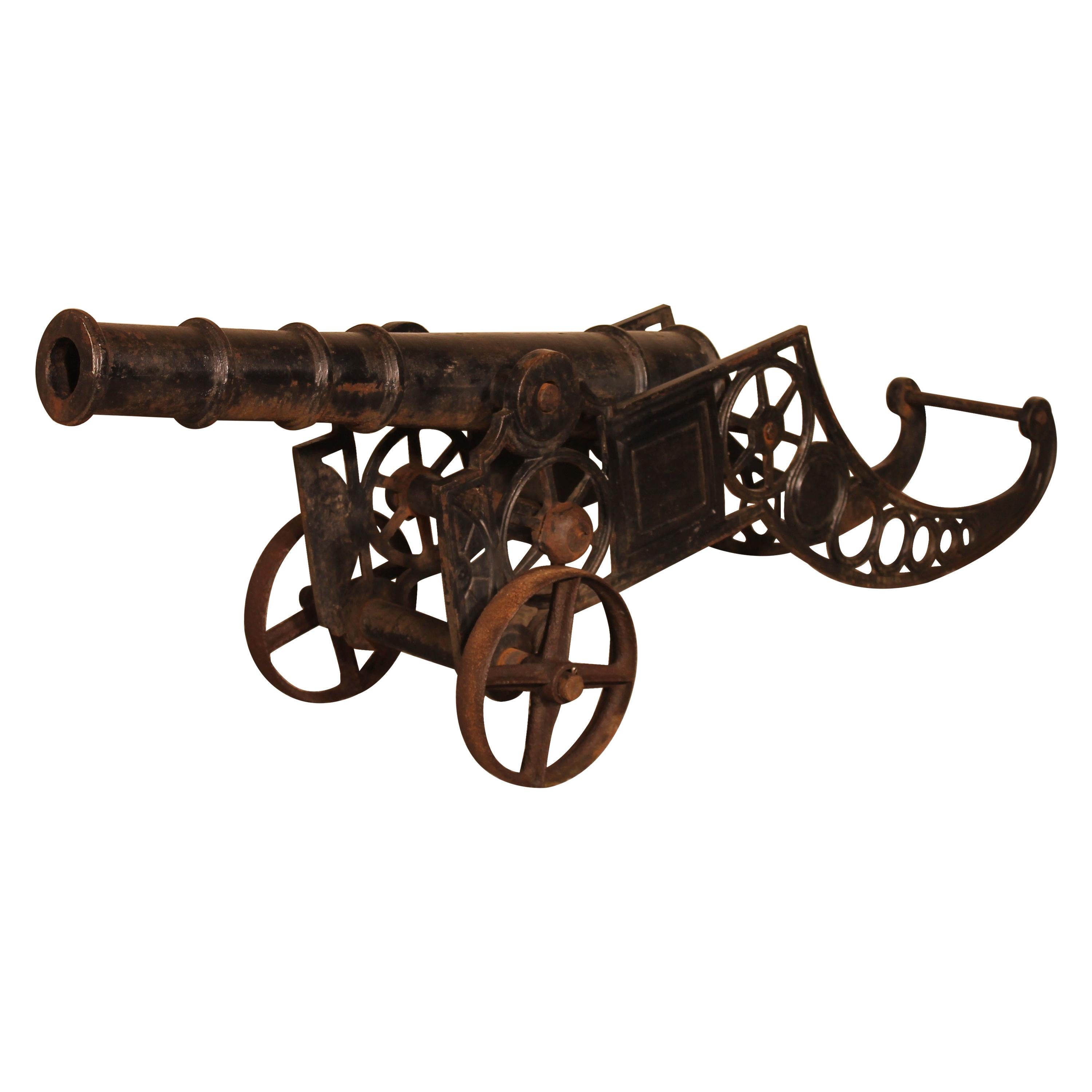 Brass & Cast Iron Cannon Desk Weight Ornament Marked 1796 Canon Militaria Model 