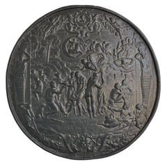 Medallón decorativo de hierro fundido que representa el Juicio de París
