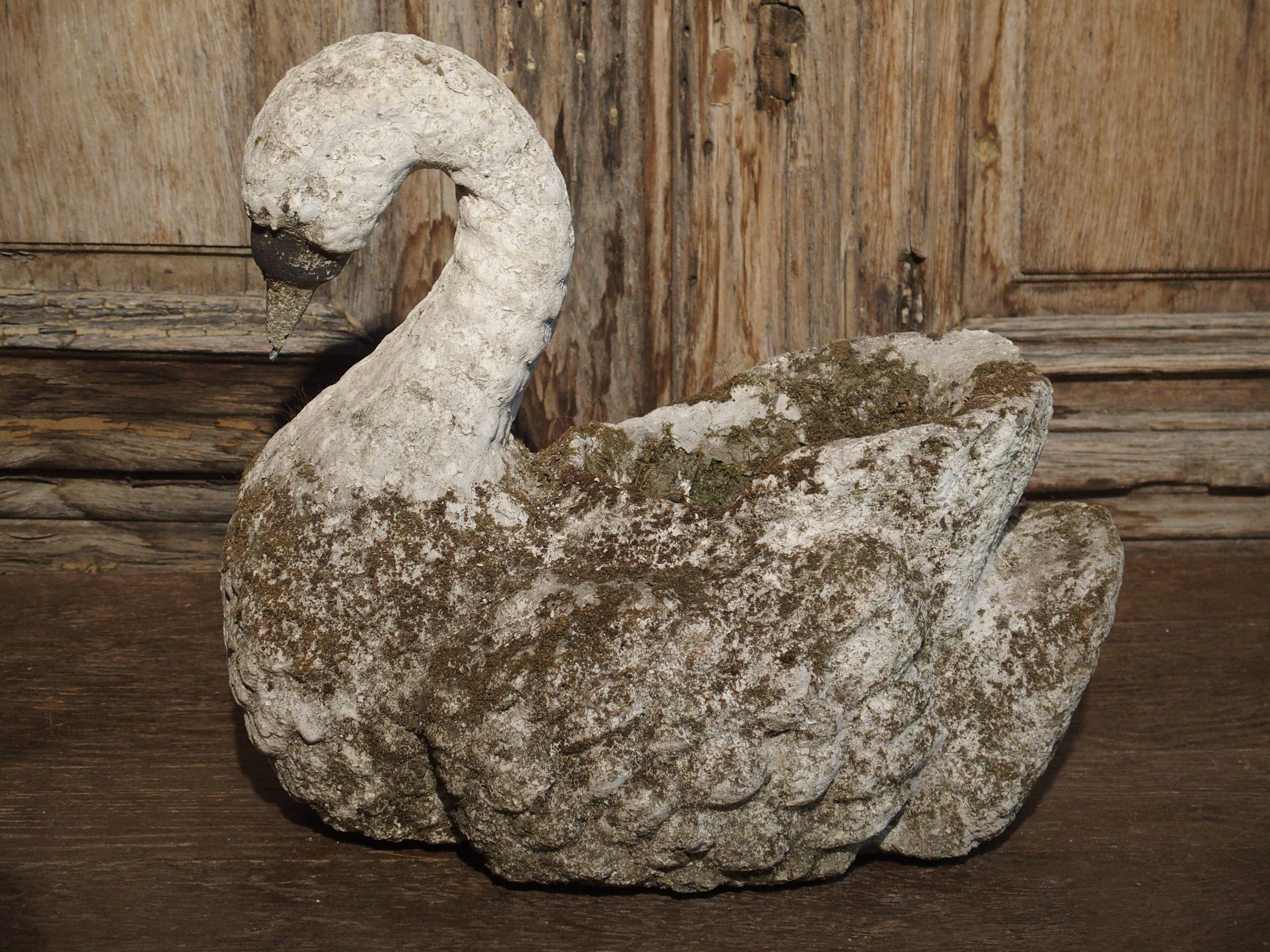 Decorative Cast Stone Swan Planter from France, circa 1950s 12