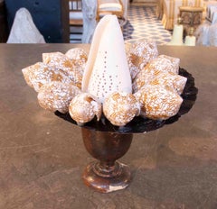 Decorative Centerpiece with Natural Shells on Classic Wood Base, 1990