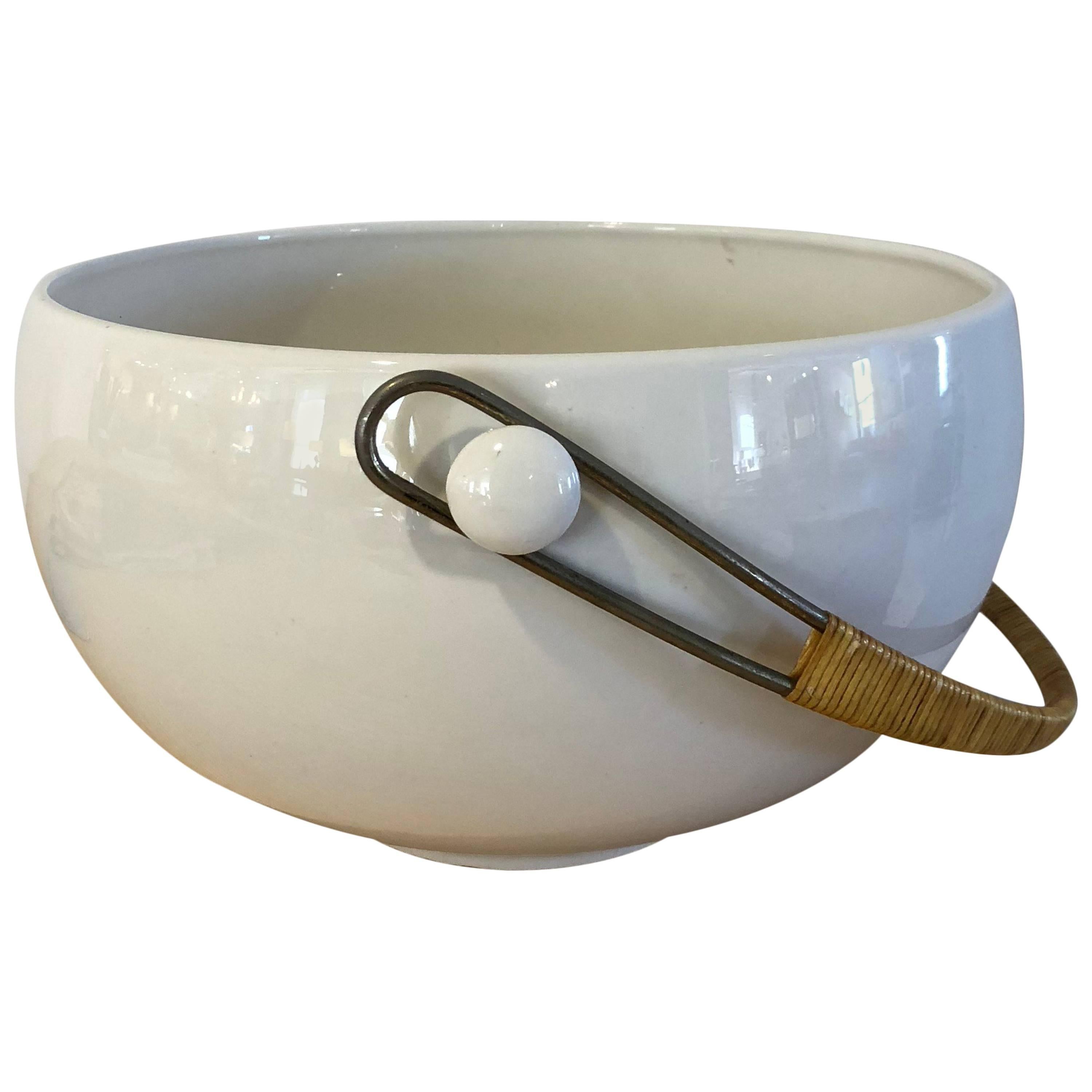 Decorative Ceramic and Cane Handled Bowl