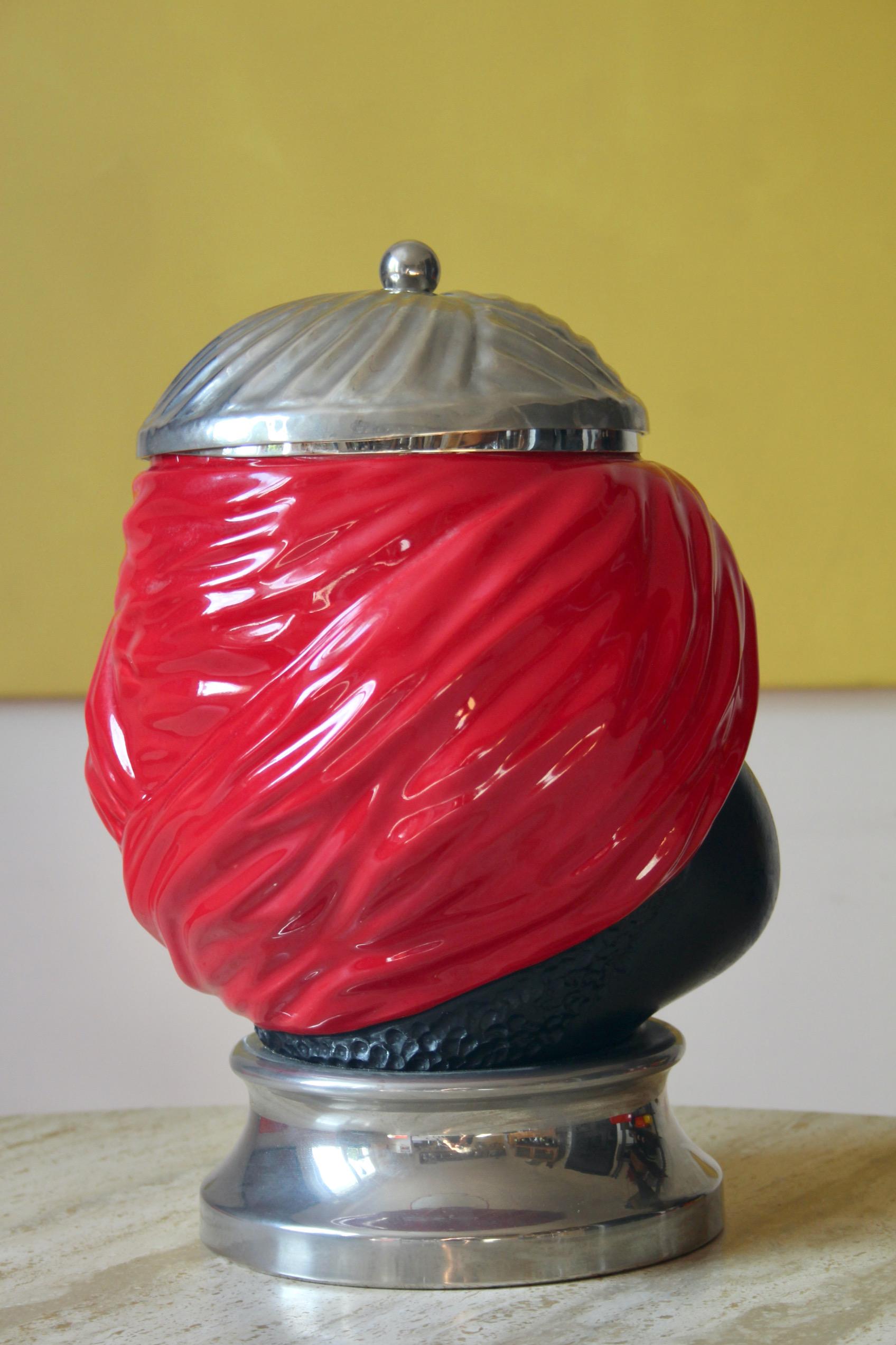 vassoio per cubetti di ghiaccio decorativo in ceramica e metallo in vendita 2