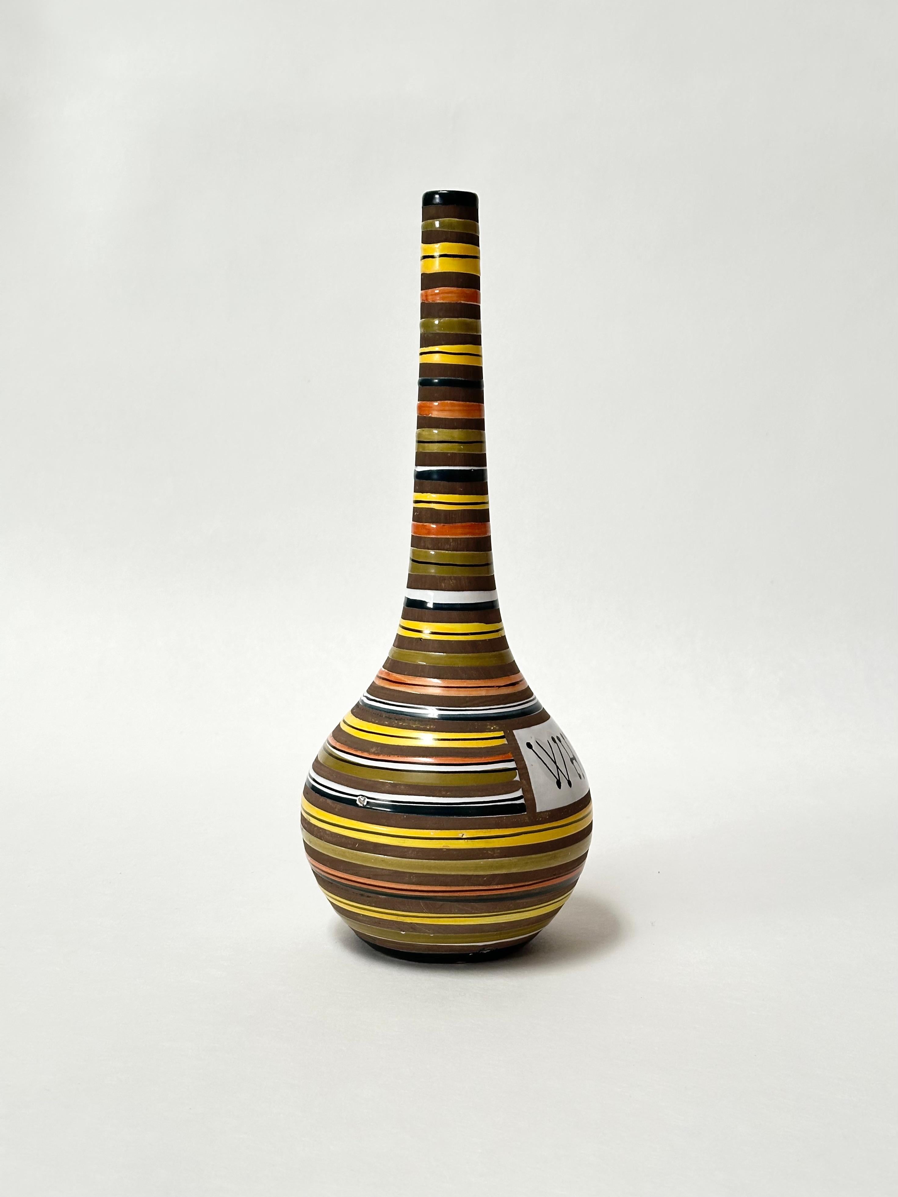 Mid-Century Modern Decorative Ceramic Bottle, Raymor, Italy c. 1950 For Sale