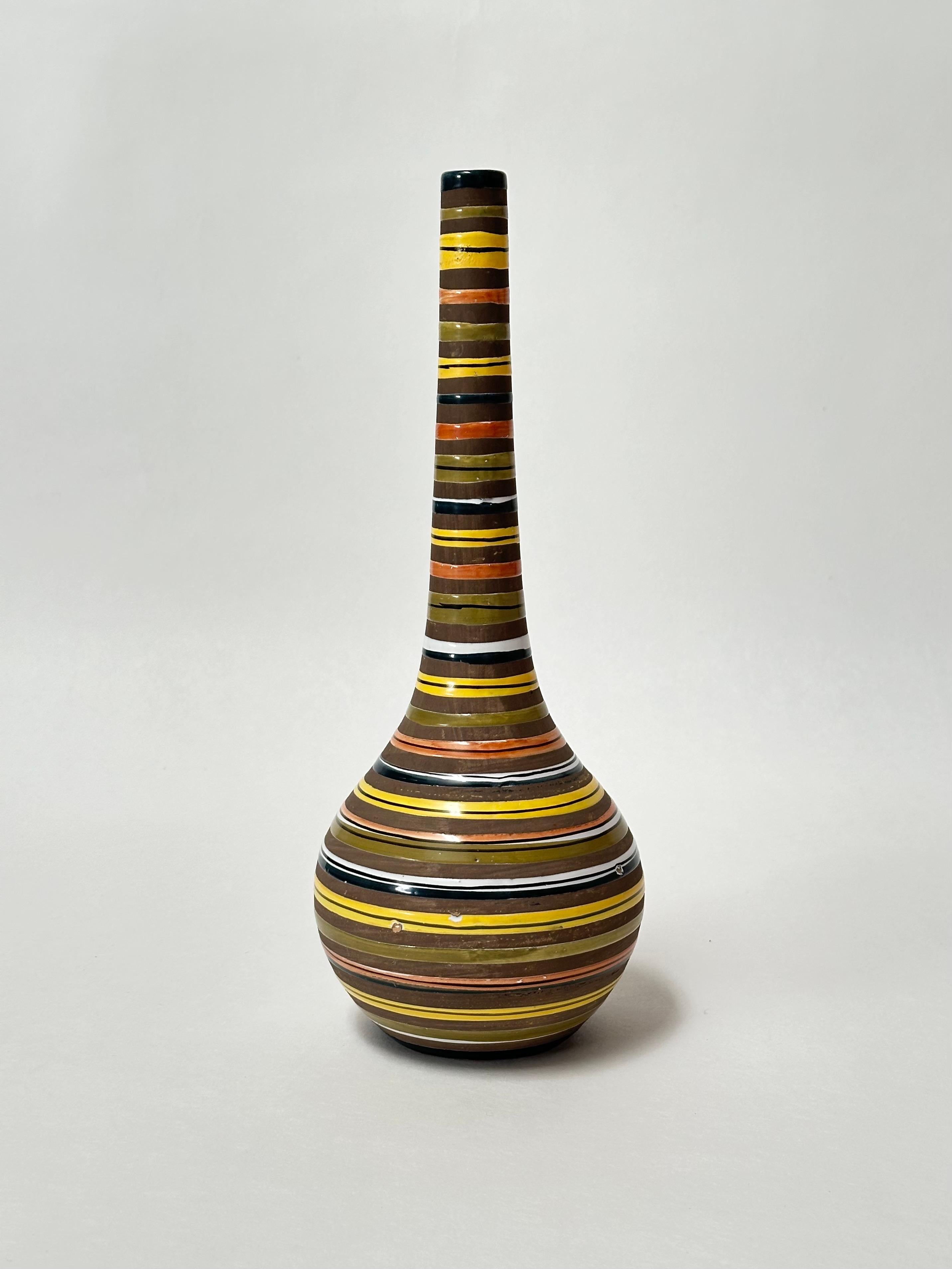 Italian Decorative Ceramic Bottle, Raymor, Italy c. 1950 For Sale