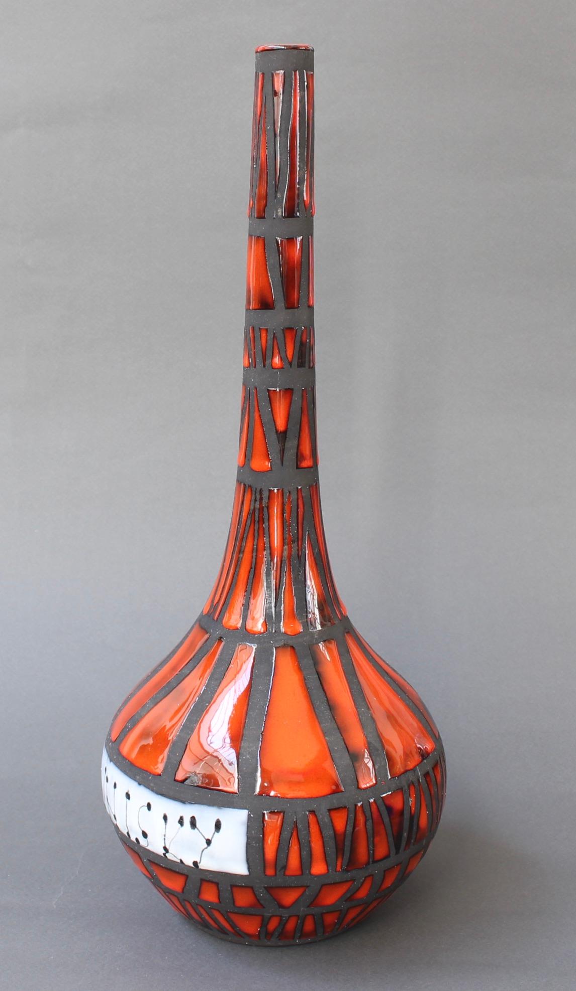 Mid-Century Modern Decorative Ceramic Bottle-Shaped Vase by Roger Capron 'circa 1960s'