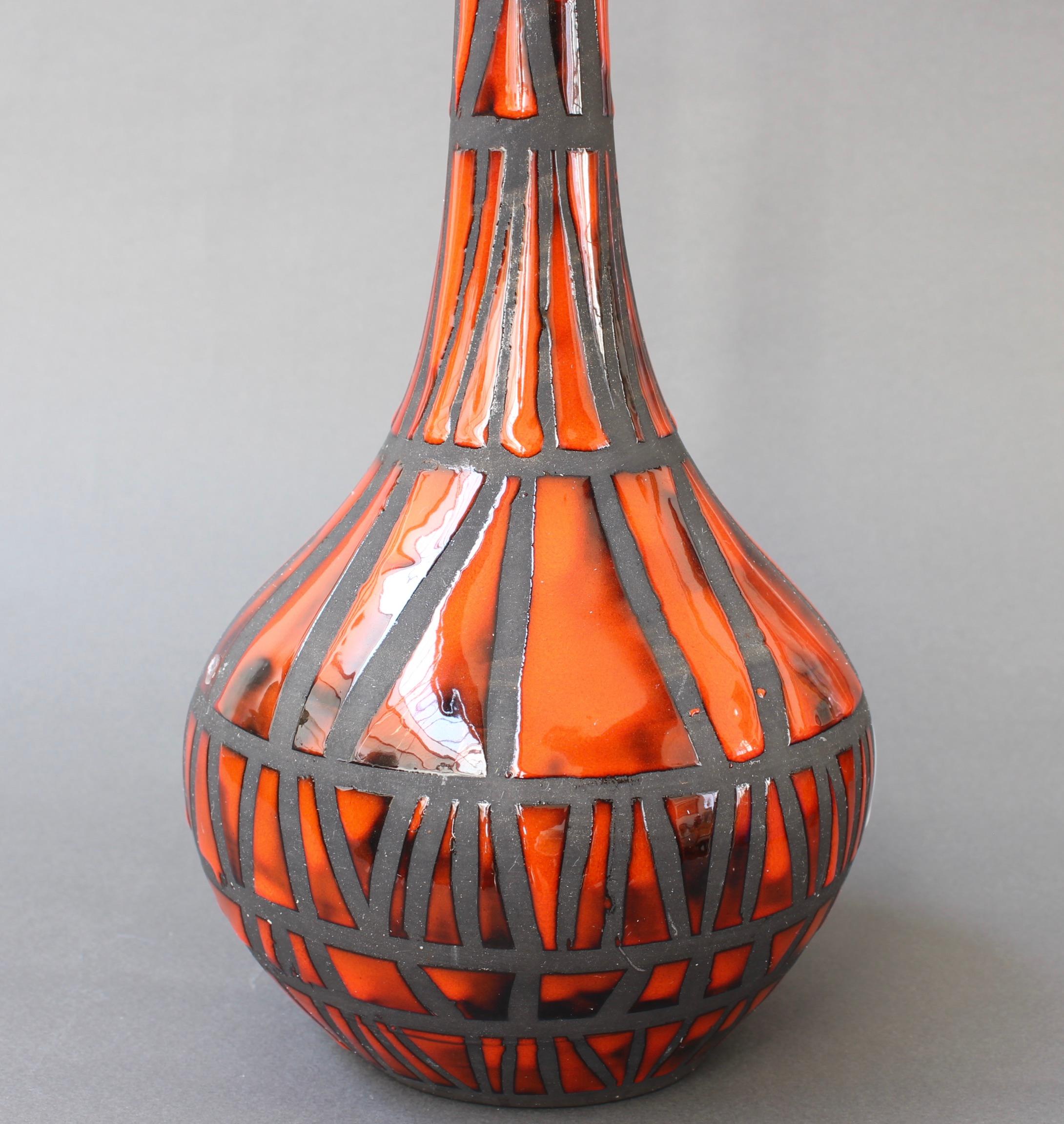 Mid-20th Century Decorative Ceramic Bottle-Shaped Vase by Roger Capron 'circa 1960s'