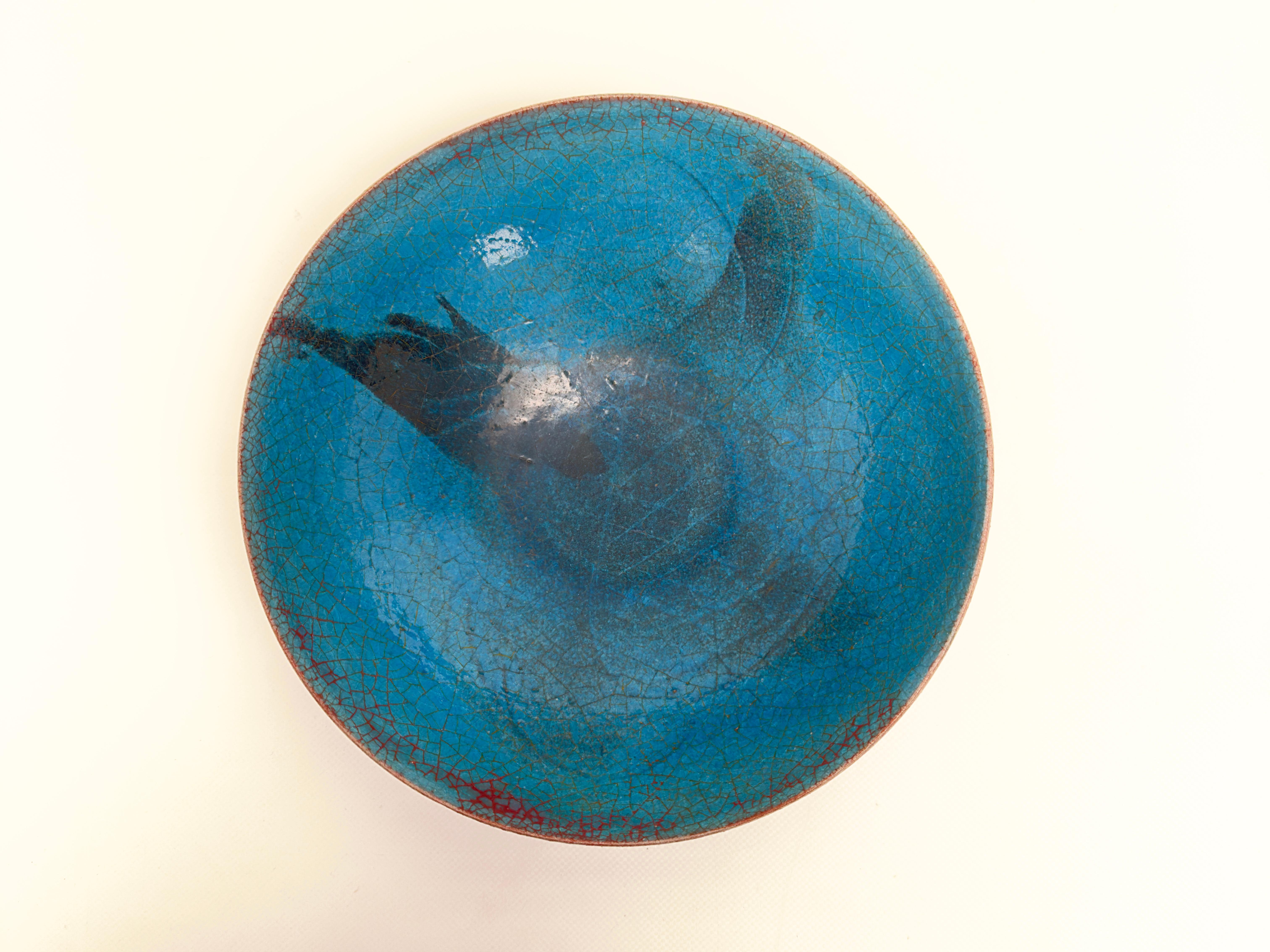 Glazed Decorative Ceramic Bowl, Carlo Zauli, Italy c. 1960 For Sale