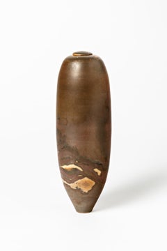 Dekorative Keramikschachtel in Orange und Schwarz in Schwarz von Jean Grison