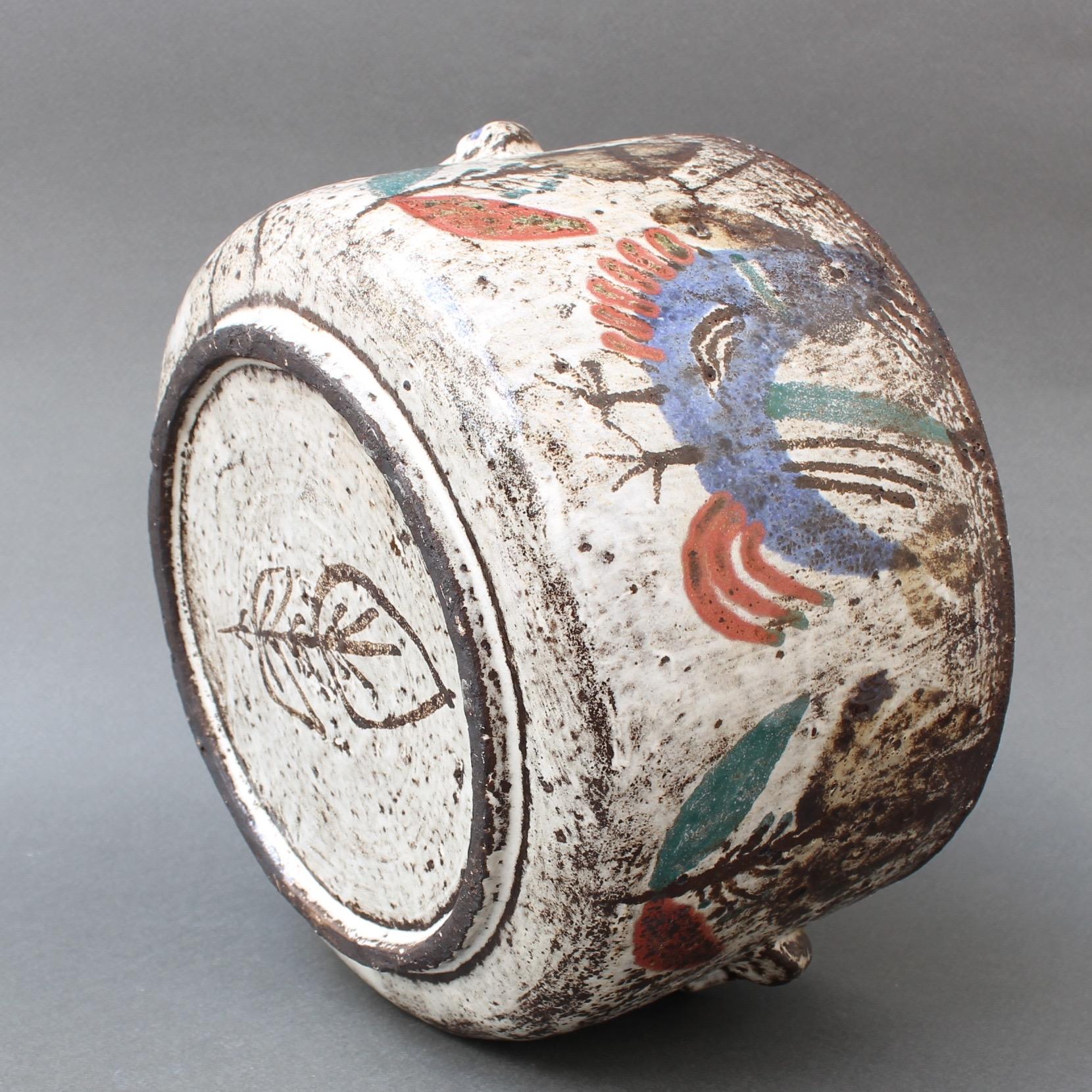 Dekorative Keramikkasserolle mit Deckel von Gustave Reynaud, Le Mûrier, 1950er Jahre 6