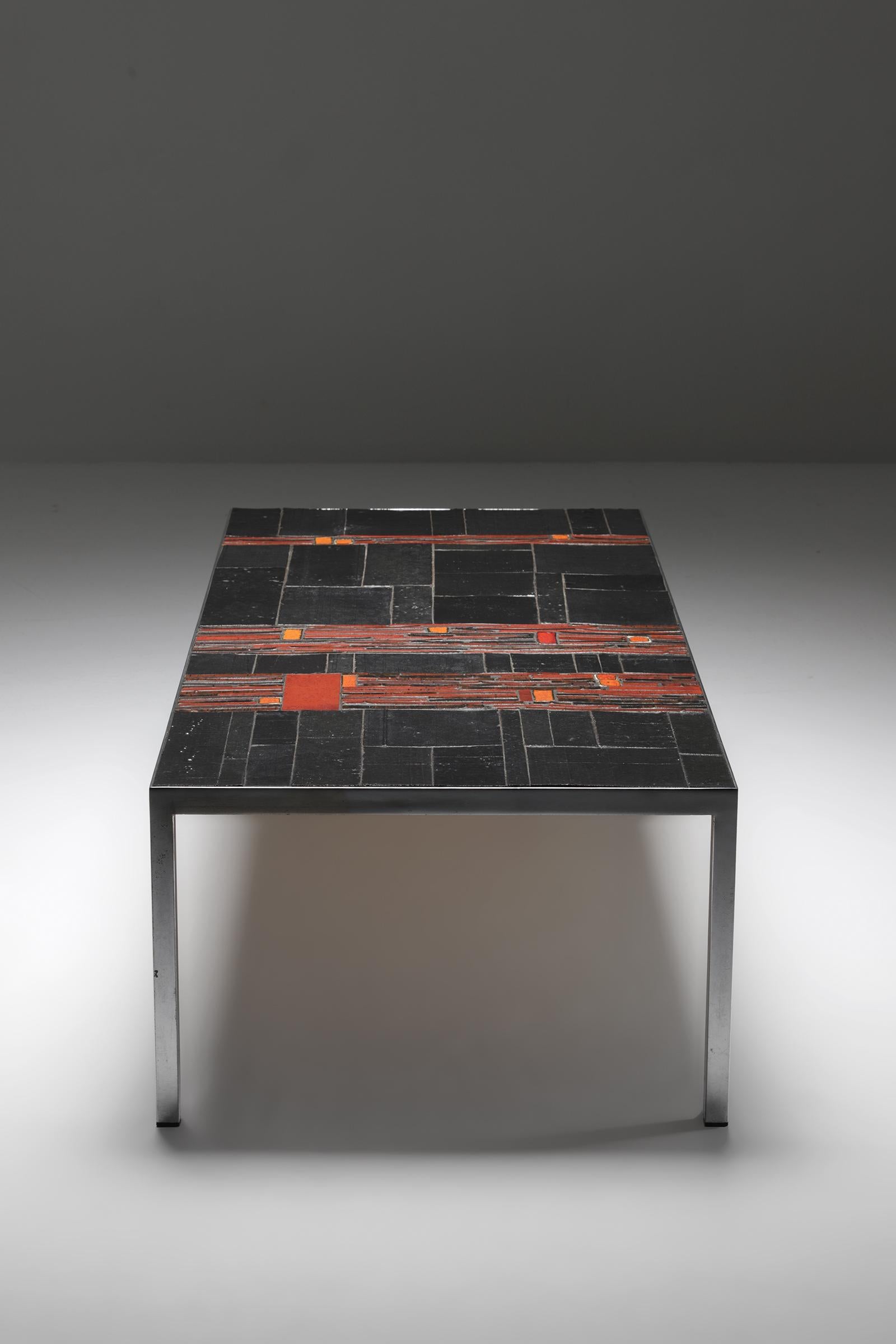 Mid-20th Century Decorative Ceramic Coffee Table by Amphora St-Andries, 1960s Belgium