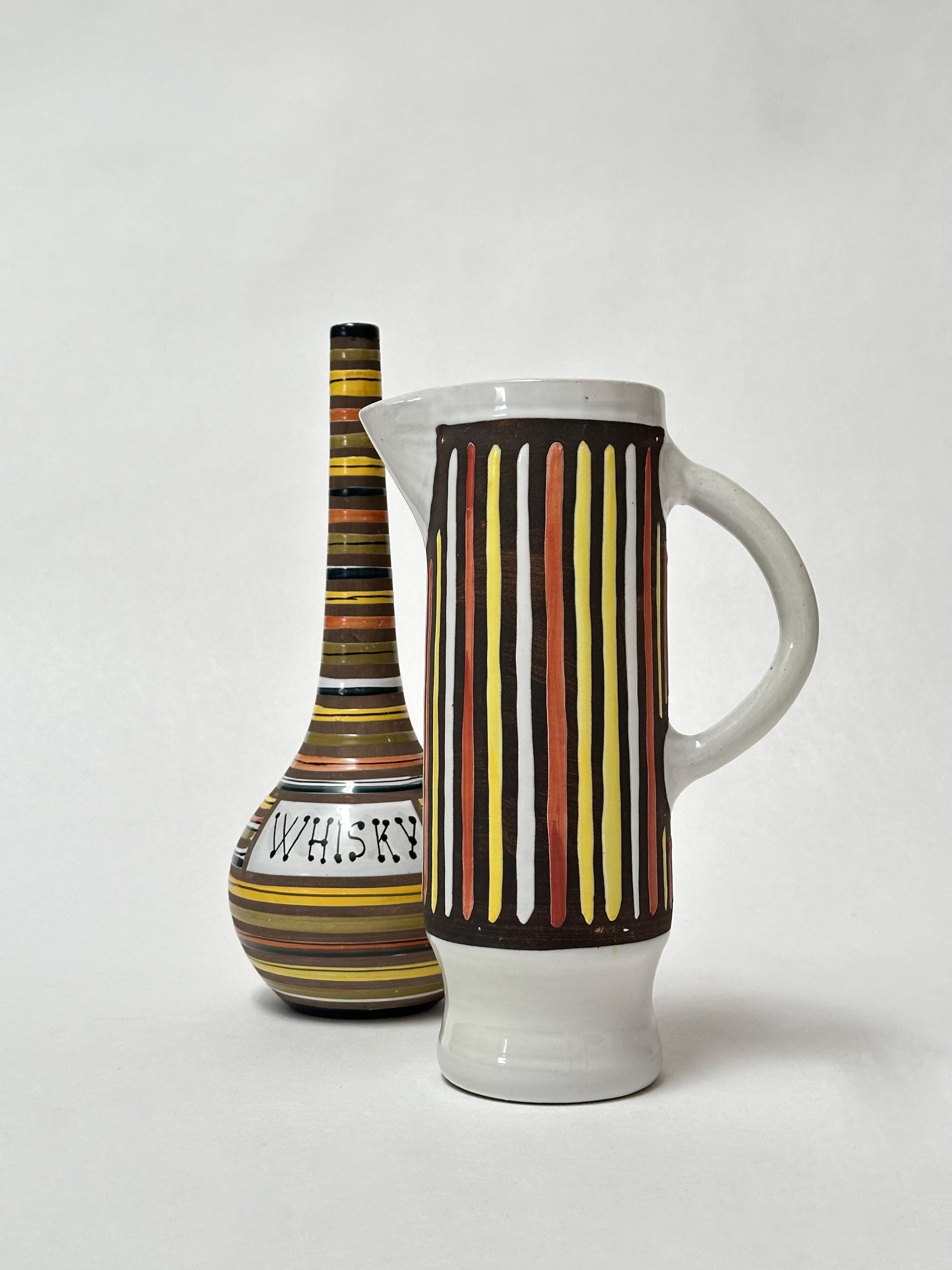 Jarra de cerámica decorativa, Raymor, Italia c. 1950 en venta 3