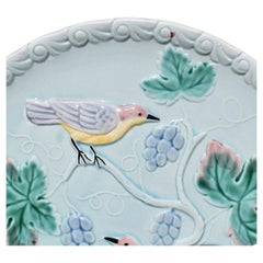 Decorative Ceramic Polychrome Majolica Bird Motif Plate by Haldon Group, 1988