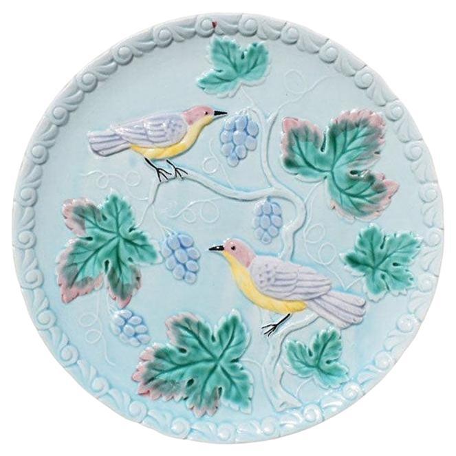 Decorative Ceramic Polychrome Majolica Bird Motif Plate by Haldon Group, 1988