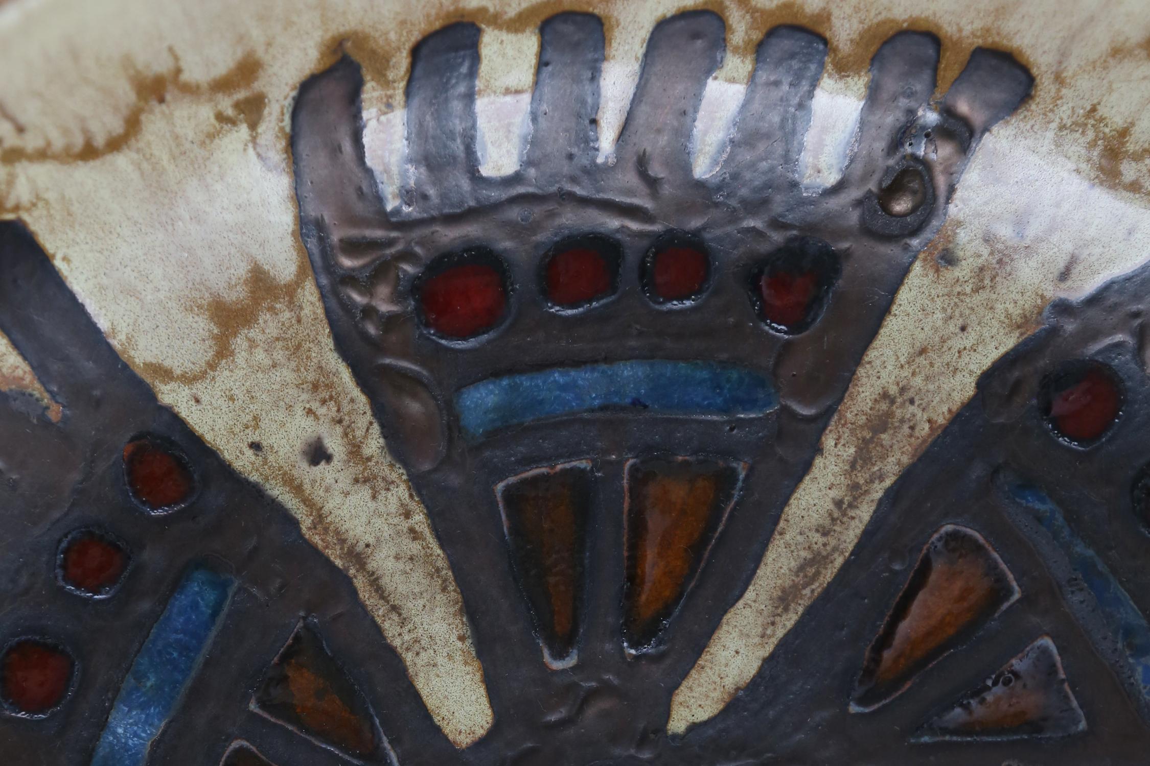 Belge Bol décoratif en céramique Perignem des années 1960 en vente