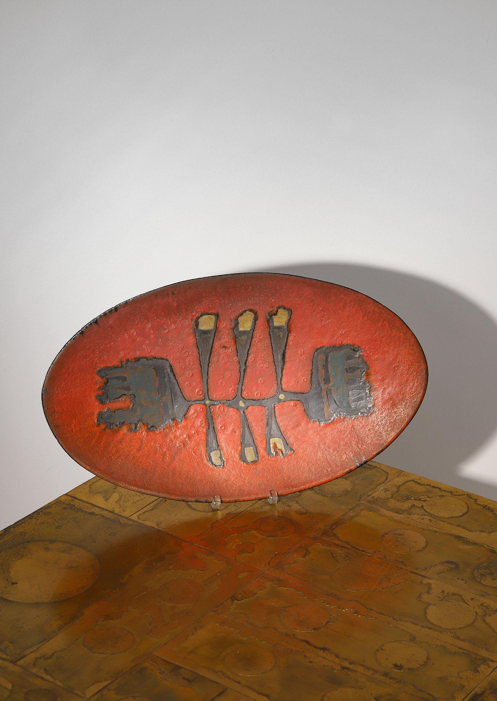 20th Century Decorative Ceramic Perignem Plate, 1960s For Sale
